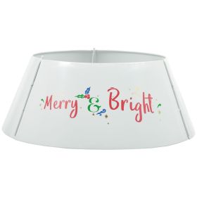 Bright Silver Christmas Tree Collar 26x26x9 inch Steel Tree Ring Skirt for Home Holiday Xmas Decoration