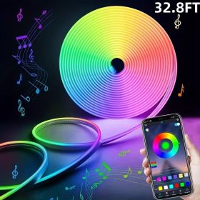 16.4/32.8Ft Neon Rope Lights,Flexible Led Rope Lights Control with App/Remote,Multiple Modes Rope Lights,Music Sync Light Strip for Bedroom (size: 32.8FT)